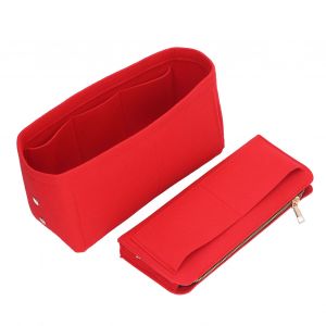 Organiseur De Sac A Main Avec Fermeture Eclair, Multi-Poches, Grande Capacite, En Feutre Souple Et Pliable, Rouge - Neuf