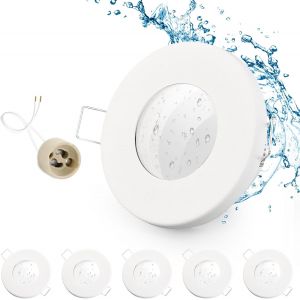 GeyouLux 4x Spot LED Encastrable IP65 Cadre Avec Douille GU10, Spots de plafond en Fer Noir, Rond plat Spots Salle de bain spot cadre d'encastrement 68mm pour extérieur- intérie - Neuf
