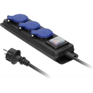 Prise Exterieure Etanche Rallonge d'Atelier Etanche IP44 3 Prises IP44 C&acirc;ble Caoutchouc Interrupteur Etanche avec C&acirc;ble (3 m) - Neuf