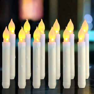 Bougies LED - Bougies chandeliers longues - Lot de 12 bougies sans flamme à piles AA 16,5 x 2 cm Bougie lumineuse pour fête, mariage, décoration de Noël, lampe d'ambiance - Neuf