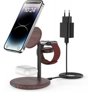 Station De Charge 3 En 1 Apple Watch Et Iphone, Station De Charge Inductive Compatible Avec Iphone Iphone 14 13 12, Apple Watch Ultra/8/7/6/5/4/3/2/Se, Chargeur Sans Fil, Chargeur Sans Fil, Airpods - Neuf