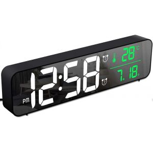 R&eacute;veil num&eacute;rique,r&eacute;veil du matin,horloge murale Miroir num&eacute;rique LED avec temp&eacute;rature de la date - Neuf