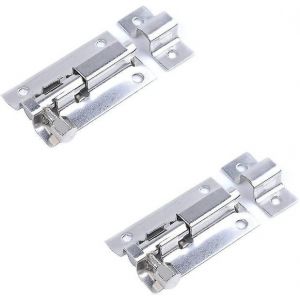 Lot de 2 verrous de porte en acier inoxydable de qualité supérieure ¿ 7,6 cm, verrous de sécurité durables pour portes intérieures, armoires et plus encore, finition argentée élégante. - Neuf