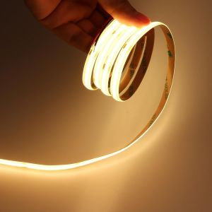 CUIV-Ruban Led Cob 24V 6M 3000K Blanc Chaud Intérieur,320Leds/M Sans Points Cri 93+ 8Mm Bande Lumineuse Led Autocollante Para Cuisine,Armoire,Etagère (Alimentation Non Incluse) - Neuf