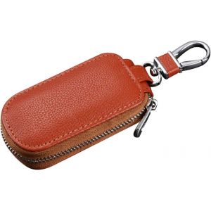 &Eacute;tui de cl&eacute; de voiture en cuir v&eacute;ritable,&eacute;tui de protection universel pour cl&eacute; de voiture,multifonction,fermeture &eacute;clair,porte-cl&eacute;s,portefeuille,pour homme,marron - Neuf