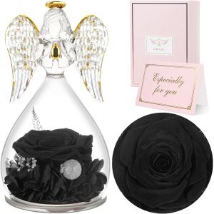 Rose Eternelle Cadeau Femme, Fleur Eternelle avec Ange Figurine, Cadeau Anniversaire Femme, Ange Rose Eternelle pour Maman, Cadeaux Mamie Original, Cadeaux Noel, Saint Valentin, Fete des Meres - Neuf
