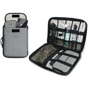 Sacoche de voyage pour c&acirc;bles et accessoires &eacute;lectroniques - Grise - Neuf
