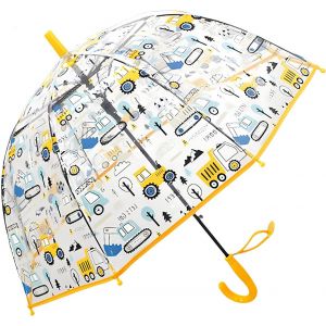 ERSHI-Parapluie pour enfants avec poignée Bulldozer Parapluie transparent 70cm/27.5" Dôme Ouverture automatique Résistant au vent [2216] - Neuf