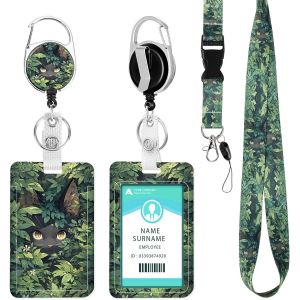 KALANKA-Porte Badge avec Cordon,Tour de Cou Badge avec Porte-Cartes,Porte Badge Enrouleur, Strap Neck avec Swivel Lobster Clasp pour Porte Badges d'Identification - Neuf