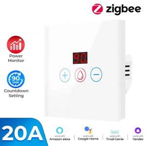 Tuya EU WiFi/zigbee chauffe-eau intelligent interrupteur de chaudière avec moniteur de puissance contrôle de la vie intelligent fonctionne avec Alexa Alice Google Home-01 Zigbee blanc eu - Neuf