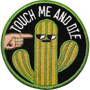 Le Patch auto-adhésif - TOUCHEZ-MOI ET MOURIR CACTUS Patch à repasser ou à coudre - Pièce décorative ou à la réparation pour le vêtement, jean, un sac, un pantalon, une veste - Neuf