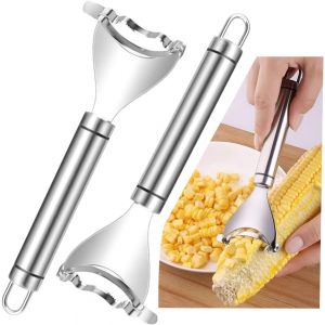 (Maïs Non Inclus) Pack De 2 Maïs Husker Ensemble, En Acier Inoxydable Égreneuse De Maïs Sur L'épi, La Magie De Maïs Noyau Outil De Suppression, De Maïs Économe De L'outil Avec Poignée Ergonomique Pour La Cuisine - Neuf