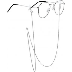 Bnhgo-Chaîne De Lunettes Pour Femmes Hommes Enfants-Acier Inoxydable Chaîne Cordon Pour Lunettes - Maille 1,8mm Cubaine Pour Lunettes 71cm Argenté/Or/Noir,Chaîne Lunettes Solide - Neuf