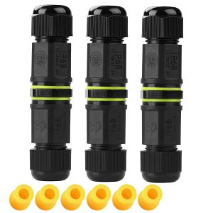 Boîte de jonction étanche IP68 pour extérieur 2 voies 3 broches (AC450 V,17,5 A) M18 (5-10 mm),convient pour la réparation et l'extension de câbles d'alimentation,UL (lot de 3) - Neuf