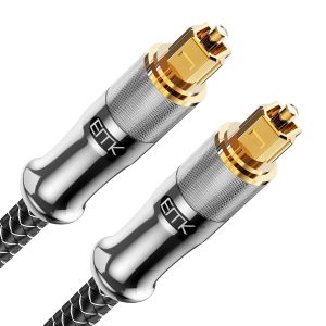 Optical Cable Optical Cable Digital Audio Toslink Spdif Fiber Optic Cable for Home Theater,Soundbar,TV,PS4,Xbox (2M,24K Gold Plated Toslink Optical Cable) - Neuf