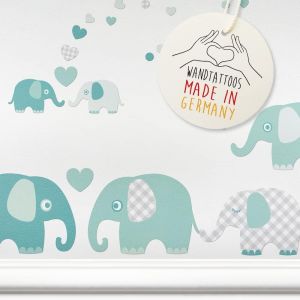 Stickers Muraux Chambres Pour Enfants Lot De 60 - Autocollants Pour Chambre De B&eacute;b&eacute; Avec &Eacute;l&eacute;phants - D&eacute;coration Murale Pour Gar&ccedil;on Et Fille Pastels & Gris - Neuf