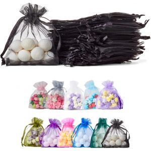 [50pcs] Sacs cadeaux en organza. Pour les cadeaux, bijoux, artisanat, bonbons, sacs de f&ecirc;te. Pour toutes les occasions. Noir Organza Bags Black 7x9 x50 - Neuf