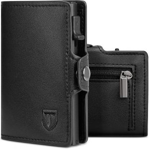 asas-Porte-Cartes De Crédit Pour Hommes Et Femmes | Portefeuille Pour Hommes | Slim Rfid | Porte-Cartes Pour Hommes Mini Porte-Cartes | Avec Zip | Boîte Cadeau | Noir - Neuf