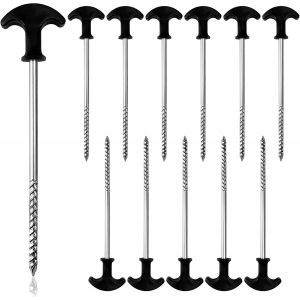 Eryi-12 Pcs Piquets De Tente En Acier Galvanisé - Piquets De Camping Solides Avec Filetage - Poignée Antidérapante En Forme De T - Long 200 Mm, Ø 7 Mm - Convient Pour Le Camping Et L'extérieur - Neuf