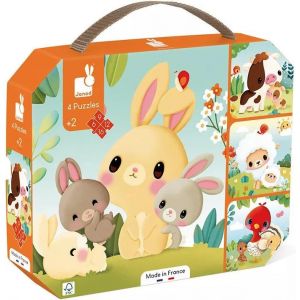 MDY-- 4 Puzzles Évolutifs Animaux de la Ferme - 6-9-12-16 Pièces - Jouets Enfant - Jeux Éducatifs - Dextérité et Patience - Fabriqué en France - Dès 24 Mois,J03319, Orange - Neuf