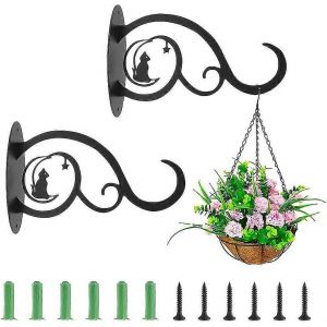 Balcon mural porte-plante,2pcs en fer forgé suspendu panier suspendu crochet de suspension végétale Tenture murale décor extérieur - Neuf