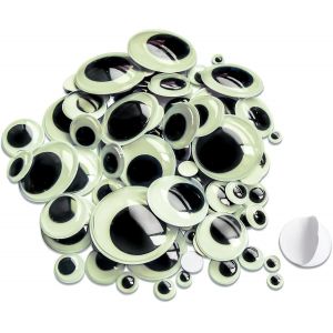 Sjzg-Toaob 100pcs Yeux Mobiles Fluorescent Yeux Lumineux Autocollants En Plastique Googly Wiggle Eyes 5mm À 30mm Brillant Dans Vert Pour Artisanat Scrapbooking Fabrication De Poupées - Neuf