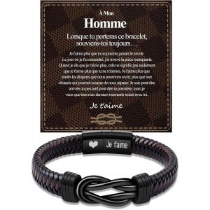 Eryi-Bracelet En Cuir Tressé Pour Homme, Cadeaux Pour Papa/Homme, Cadeaux De Fête Des Pères Et D'anniversaire, Cadeaux De Fête Des Pères, Cadeaux De Saint-Valentin - Neuf