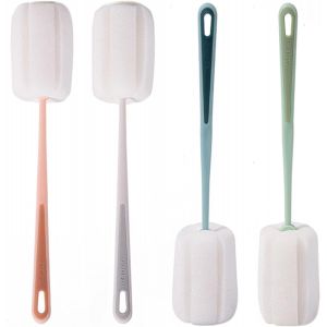 4 Pièces Ecouvillon Bouteille,Nettoyeur Biberon Eponge Avec Poignée Nettoyage Bouteille Pour Tasses Théière - Neuf
