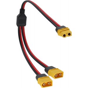 Gueb-Xt60 1 Mâle 2 Femelle Adaptateur,Câble D'extension 14awg Xt60 Pour Panneaux Solaires,Générateurs Solaires,Centrales Électriques Portables,Drones,Camping Cars,Navires,Etc. (37cm/1f À 2m)-Gueb - Neuf