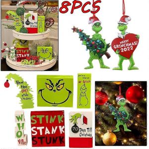 D&eacute;corations de no&euml;l en Int&eacute;rieur, Grinch d'Ornements, de Niveaux Bac D&eacute;cor, compatible avec les Vacances de No&euml;l, D&eacute;coration - Neuf