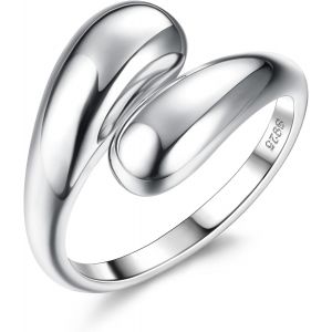 Kgabery-Bagues En Argent 925 Pour Femmes Bagues De Pouce En Argent Réglables Bagues De Pouce En Argent Ouvertes Bagues De Goutte D'eau Chunky - Neuf