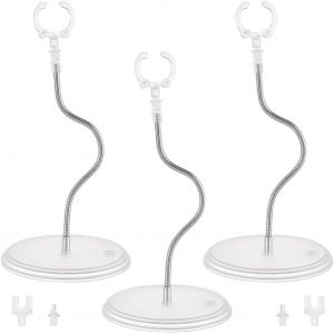 Sansh-3 Pack Support Pour Figurines Base Ronde En Plastique Transparent Avec Support En Métal Argenté Pour Os De Serpent Flexible Support Pour Figurines D'action Pour Hg Rg Shf 1/144 - Neuf