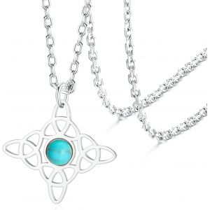 Kal-Sorci&egrave;res Noeud Collier En Acier Inoxydable Magique Sorci&egrave;re Noeud Celtique Noeud Sorcellerie Collier Irlandais Wiccan Pa&iuml;en Bijoux Pour Femmes Adolescents - Neuf