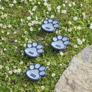 Lot De 4 Lampes Solaires D'extérieur En Forme De Patte De Chat Et De Chien - Piquet Étanche - Décoration Pour Patio, Cour, Allée - Neuf