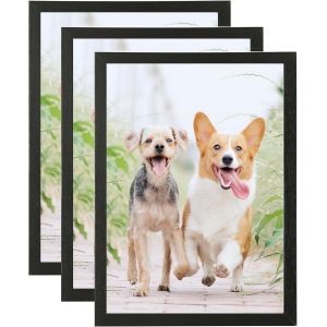 Cmwx-Lot De 3 Cadres Photo, A3, 29,7 X 42 Cm, En Verre Plexiglas, Noirs, Pour Certificat, Montage Mural Ou Sur Table - Neuf