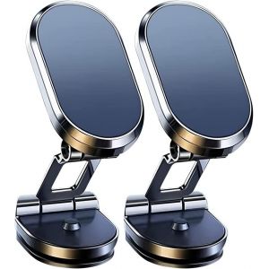 Cmjaagur-Lot De 2 Supports De T&eacute;l&eacute;phone Magn&eacute;tiques Pliables En Alliage Pour Voiture, Support De T&eacute;l&eacute;phone Magn&eacute;tique Universel Rotatif &Agrave; 720&deg; Avec 8 Aimants Puissants[M3324] - Neuf