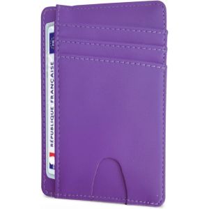 TRAHOO-Porte Carte identit&eacute; fran&ccedil;aise, Portefeuille Carte bancaire Anti piratage, en Cuir | Blocage RFID | Anti fraude, Anti piratage | &Eacute;l&eacute;gant et Minimaliste (S Violet) - Neuf