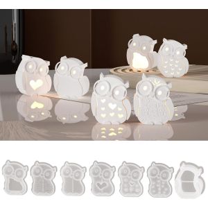 Moule En Silicone En Forme De Chouette - Moules En Silicone - Forme Hibou Led - Moules En Pl&acirc;tre Pour Couler La R&eacute;sine &Eacute;poxy - Moule &Agrave; Faire Soi-M&ecirc;me - Forme De Chouette Lumineuse - Neuf