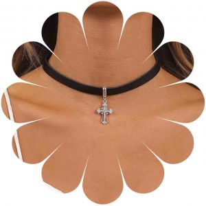 Kal-Collier Ras Du Cou Gothique En Cuir Noir Collier Pendentif Onyx Halo Collier Goutte D'eau Collier Onyx Collier Court En Cuir Pu Collier De Déclaration Bijoux Pour Femmes Et Filles(Onyx) - Neuf