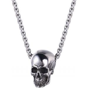 Eryi-Collier/Bracelet Homme Acier/Plaqué Or/Argent 925 Pendentif Tête De Mort Crâne Gotique Avec Chaîne En Métal/Corde Bijoux Punk Style Pour Femme Garçon - Personnalisable - Neuf
