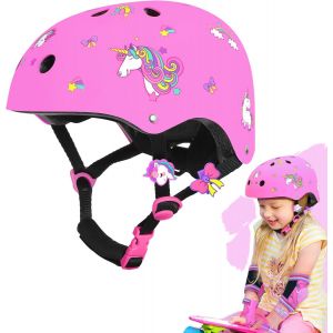Asfasfq-Licorne Casque De V&eacute;lo Pour Enfant Casque Enfant Ajustable Casque R&eacute;glable Pour Filles Casque De Patineur Respirant Casque L&eacute;gers Pour Skateboard Trottinette Scooter - Neuf