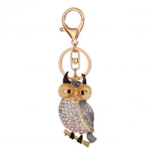 Femmes Strass Alliage Hibou Forme Pendentif Placage Sac &Agrave; Dos Porte-Cl&eacute;s (Argent) - Neuf