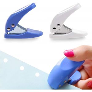 2 Pièces Mini Perforatrice 1 Trou, Portatif Perforeuse 1 Trou Pour Une Ouverture De 6mm, Capacité De 10 Feuilles Poinconneuse Papier Pour Bricolage Albums De Découpage Papeterie(Bleu Blanc) - Neuf