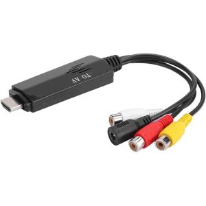Câble adaptateur convertisseur HDMI vers AV 1080p HD mâle vers femelle pour TV,magnétoscope,DVD - Neuf