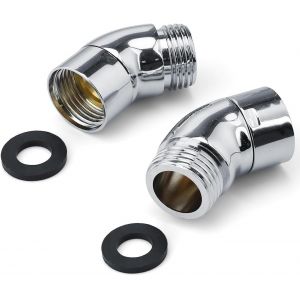 2 Pièces Adaptateur de Douchette à Main 135 Degrés, Adaptateur Pommeau de Douche Réglable avec Rondelles, Laiton Douchette Adaptateur pour Interface Universelle de 1/2 Pouce Douchette - Neuf