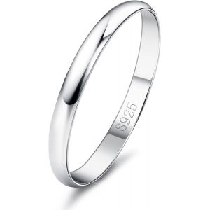 Bague Argent Sterling 925 Pour Femme Homme Anneau Mariage Alliance Classique Simple Bague Fian&ccedil;ailles Pouce Fine Polished Bijou Minimaliste Cadeau Anniversaire De Mariage 52-65 2/4mm - Neuf