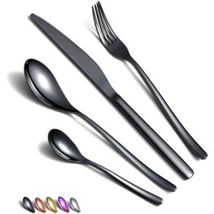 Ensemble De Couverts En Or Rose 24 Pièces,Ensemble De Couverts En Cuivre En Acier Inoxydable,Placage De Titane Ensemble D'argenterie En Or Rose,Ensembles D'ustensiles En Cuivre Pour 6(Cuivre Brillant) - Neuf