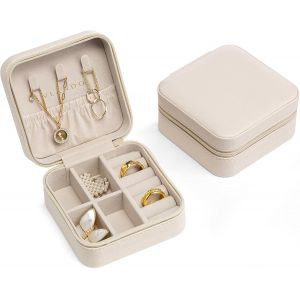 Trahoo-Bo&icirc;te &Agrave; Bijoux Petite Bo&icirc;te &Agrave; Bijoux Pour Fille - Bo&icirc;te &Agrave; Bijoux Pour Femme - Bo&icirc;te &Agrave; Bijoux De Voyage - Organiseur En Cuir - Pour Boucles D'oreilles, Colliers, Bagues, Cadeau De Mariage - Neuf