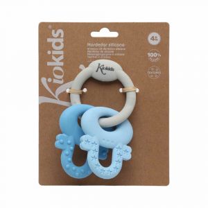 Anneau De Dentition En Silicone En Forme De Cles Bleu Et Gris Pour Bebe Kiokids - Neuf