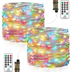 Cheng-Guirlande Lumineuse Chambre, 23m 200leds Guirlandes Lumineuses &Agrave; Led, 8 Modes Etanche Avec Prise Pour D&eacute;coration Int&eacute;rieure Ext&eacute;rieure, No&euml;l, Jardin, Anniversaire, Mariage (Multicolore, Lot De - Neuf